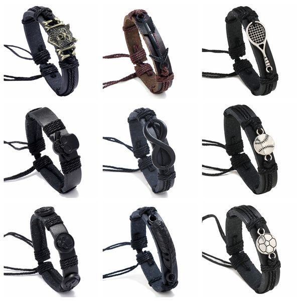 fashion leather rope id bracelets for men women pu leather wristband bracelets jewelry promotion factory price, Black
fashion leather rope id bracelets for men women pu leather wristband bracelets jewelry promotion factory price, Black