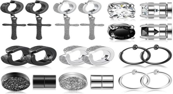10 pairs nonperforated magnetic studs stainless steel cross dangling hinged earrings clip on cz magnet earrings for men women130563032884, Silver
10 pairs nonperforated magnetic studs stainless steel cross dangling hinged earrings clip on cz magnet earrings for men women130563032884, Silver