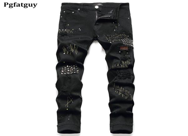 2021 new men039s rivet ripped black jeans pants stretch embroidery denim trousers male streetwear willow nails mens pants biker7817387, Blue
2021 new men039s rivet ripped black jeans pants stretch embroidery denim trousers male streetwear willow nails mens pants biker7817387, Blue