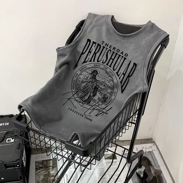 men' tank suede american retro sleeveless tshirt men summer loose ruffian handsome ins trend vest student y2k clothes t shirt 230711, White;black
men' tank suede american retro sleeveless tshirt men summer loose ruffian handsome ins trend vest student y2k clothes t shirt 230711, White;black