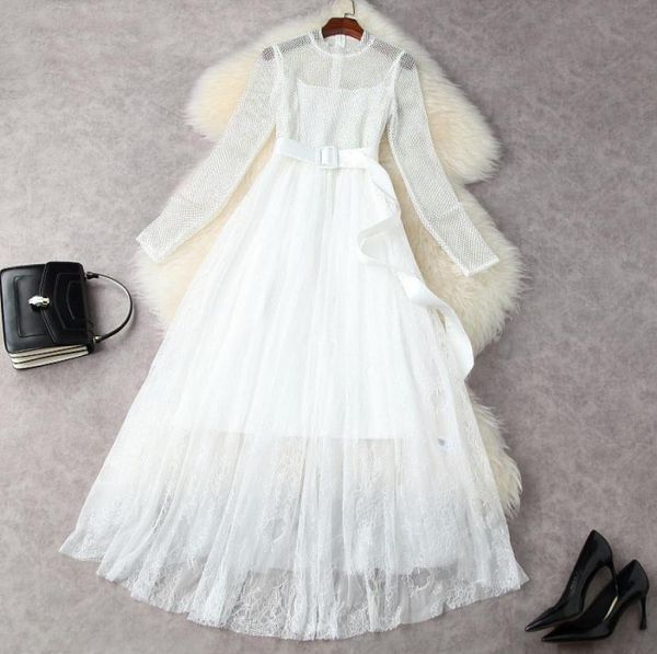european and american women039s wear for summer 2021 long sleeve drilling lace belt fashion white pleated dress2804502, Black;gray
european and american women039s wear for summer 2021 long sleeve drilling lace belt fashion white pleated dress2804502, Black;gray