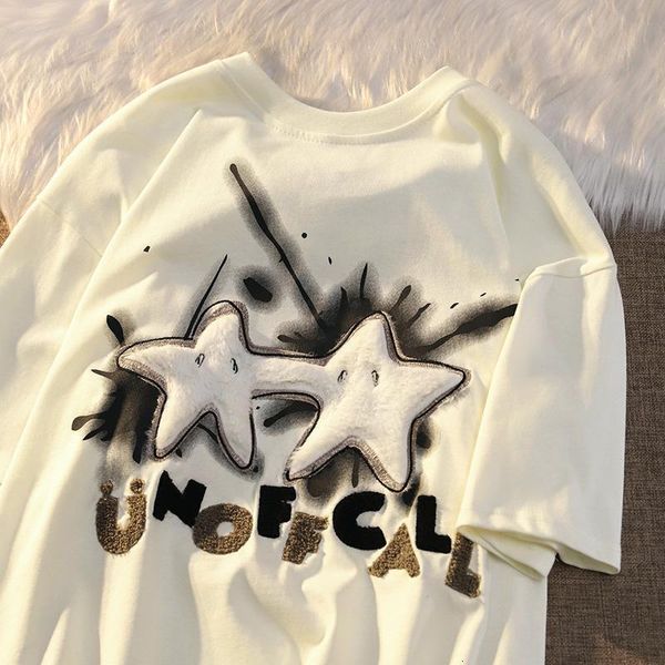 women's t-shirt kawaii pure cotton plush star letter short sleeved t-shirt suitable for men and women's loose casual couple versio, White
women's t-shirt kawaii pure cotton plush star letter short sleeved t-shirt suitable for men and women's loose casual couple versio, White