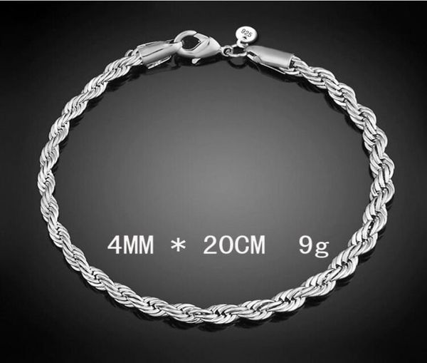 4mm 925 sterling silver bangle rope chain bracelet for women men party bracelet european charms bracelets fit murano glasses2855299, Black
4mm 925 sterling silver bangle rope chain bracelet for women men party bracelet european charms bracelets fit murano glasses2855299, Black