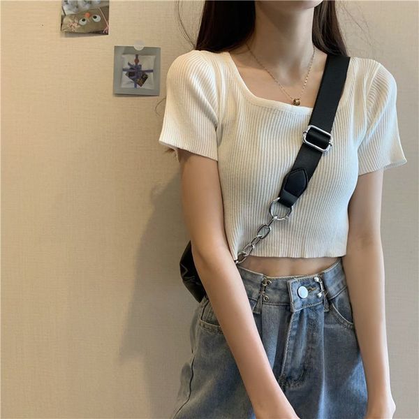 women's tshirt knitted women t shirt korean style crop y2k short sleeve tshirts femme american retro tee basic clothes 2023 230711, White
women's tshirt knitted women t shirt korean style crop y2k short sleeve tshirts femme american retro tee basic clothes 2023 230711, White
