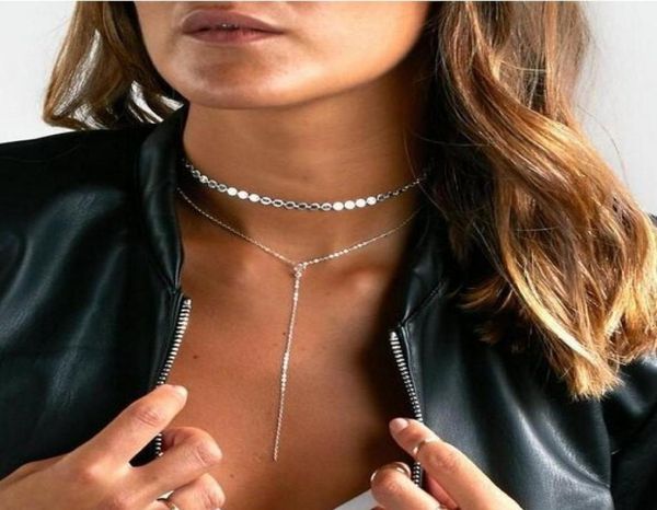 women necklace 2 layered choker chains charm copper gold silver sequined necklace fashion jewelry for girls ladies8058392, Golden;silver
women necklace 2 layered choker chains charm copper gold silver sequined necklace fashion jewelry for girls ladies8058392, Golden;silver