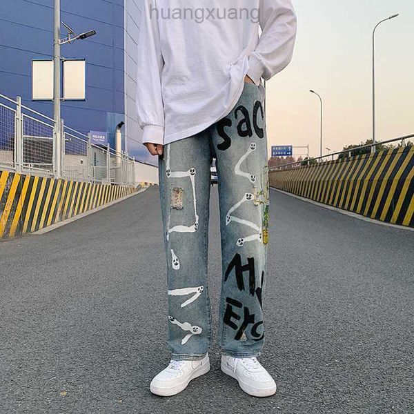 designer jeans autumn high street pants men's fashion brand broken hole graffiti jeans men's loose hip hop beggar straight leg dad, Blue
designer jeans autumn high street pants men's fashion brand broken hole graffiti jeans men's loose hip hop beggar straight leg dad, Blue