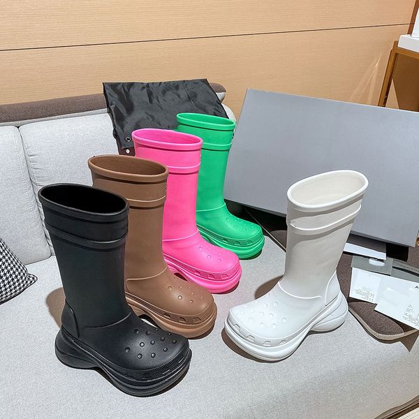women designer boots paris fashion rubber rainboots knee high booties platform big round toe slip-on woman boot brown green bright pink blac, Black
women designer boots paris fashion rubber rainboots knee high booties platform big round toe slip-on woman boot brown green bright pink blac, Black