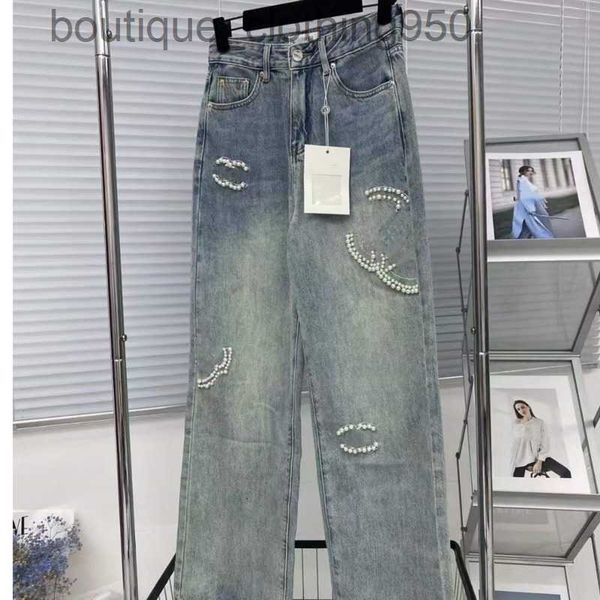 designer jeans for women series nail beaded double c pearl jeans with a 3d cut high waist fit, Blue
designer jeans for women series nail beaded double c pearl jeans with a 3d cut high waist fit, Blue