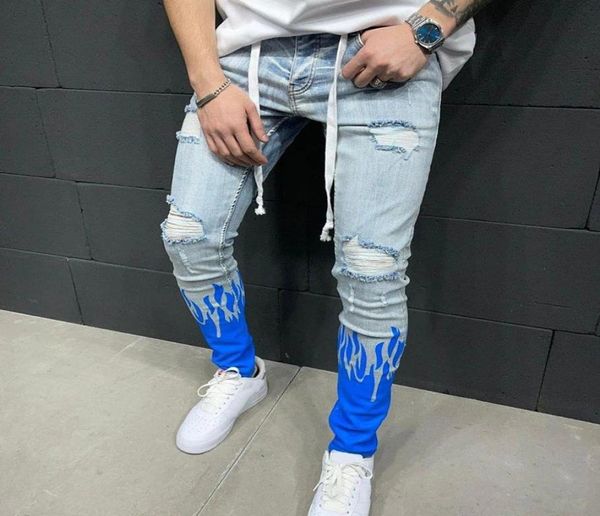 men ripped jeans slim fit trousers 2022 fashion flame print distressed fringe pencil jeans homme casual drawstring skinny denim pa8930300, Blue
men ripped jeans slim fit trousers 2022 fashion flame print distressed fringe pencil jeans homme casual drawstring skinny denim pa8930300, Blue