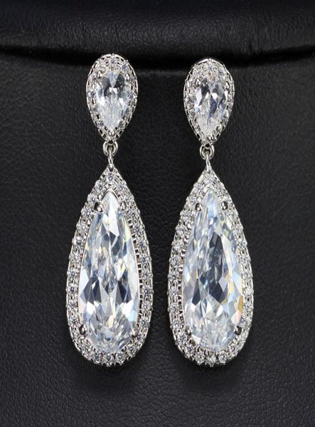 3 layers real 18k white gold platinum plated high grade zirconia diamond luxury long pear drop bridal earrings1754714, Silver
3 layers real 18k white gold platinum plated high grade zirconia diamond luxury long pear drop bridal earrings1754714, Silver