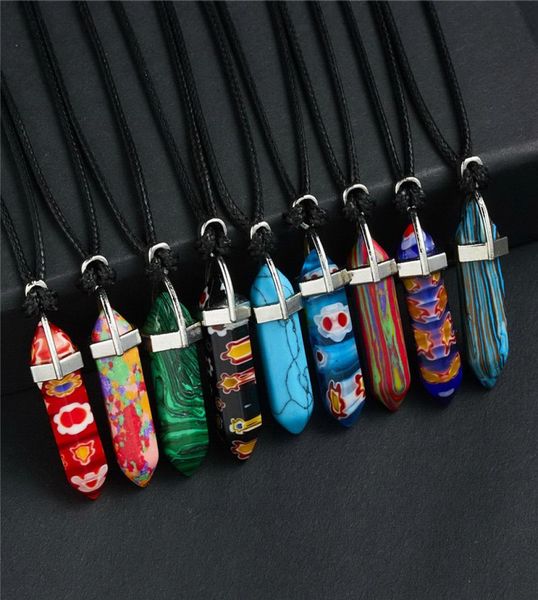 natural stone pendant necklaces quartz crystal mix stone turquoise malachite hexagonal column leather chain necklace jewelry8619803, Silver
natural stone pendant necklaces quartz crystal mix stone turquoise malachite hexagonal column leather chain necklace jewelry8619803, Silver