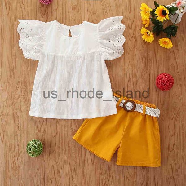 clothing sets summer children's set girls clothes hollow flying sleeve shirt + shorts belt 3pcs kids suit 3-7 years old 210515 x0712, White
clothing sets summer children's set girls clothes hollow flying sleeve shirt + shorts belt 3pcs kids suit 3-7 years old 210515 x0712, White