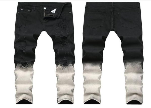 big size 2019 spring mens gradation black white jeans fashion designer ripped slim fit casual straight leg denim pants trousres qk5439920, Blue
big size 2019 spring mens gradation black white jeans fashion designer ripped slim fit casual straight leg denim pants trousres qk5439920, Blue