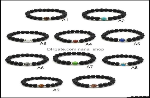 

charm bracelets natural cross black lava stone beads elastic bracelet essential oil diffuser bracelets volcanic rock beaded hand s2784731, Golden;silver