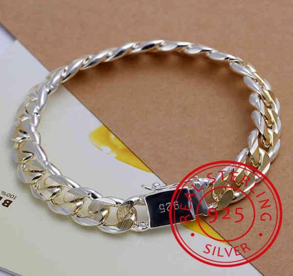 men039s jewelry bracelet pulseras 925 silver 10mm width 21cm thick exquisite fashion women039s fine8980001, Black 
men039s jewelry bracelet pulseras 925 silver 10mm width 21cm thick exquisite fashion women039s fine8980001, Black