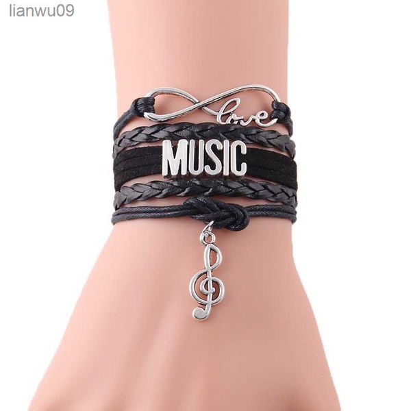 infinity love letters id music women bracelet stacks note charm leather wrap bracelets bangles for women men jewelry l230704, Black
infinity love letters id music women bracelet stacks note charm leather wrap bracelets bangles for women men jewelry l230704, Black