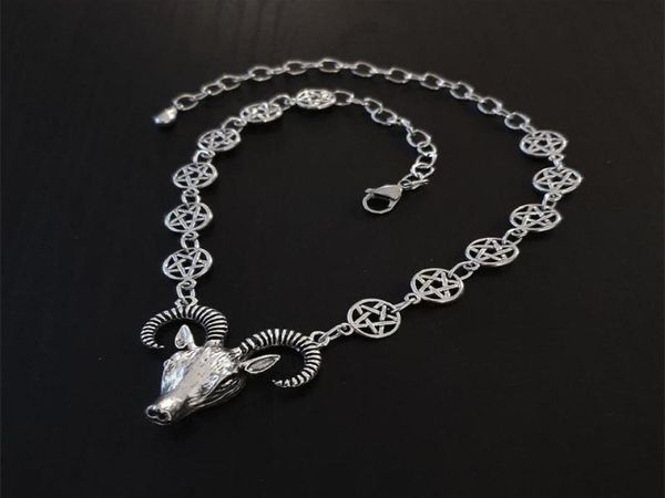 pendant necklaces gothic goat head choker necklace charm ram and pentagram chain jewelry wicca satanic occult modern witchy women1559089, Silver
pendant necklaces gothic goat head choker necklace charm ram and pentagram chain jewelry wicca satanic occult modern witchy women1559089, Silver