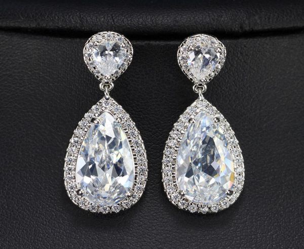 3 layers real 18k white gold platinum plated high grade zirconia diamond luxury long pear drop bridal earrings8145000, Silver
3 layers real 18k white gold platinum plated high grade zirconia diamond luxury long pear drop bridal earrings8145000, Silver