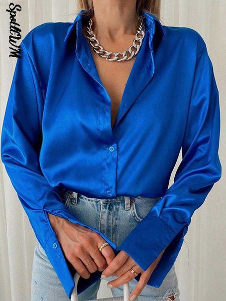 women's blouses shirts elegant satin long sleeve blouses women 2022 vintage blue green silk shirt women casual loose button up female s, White
women's blouses shirts elegant satin long sleeve blouses women 2022 vintage blue green silk shirt women casual loose button up female s, White