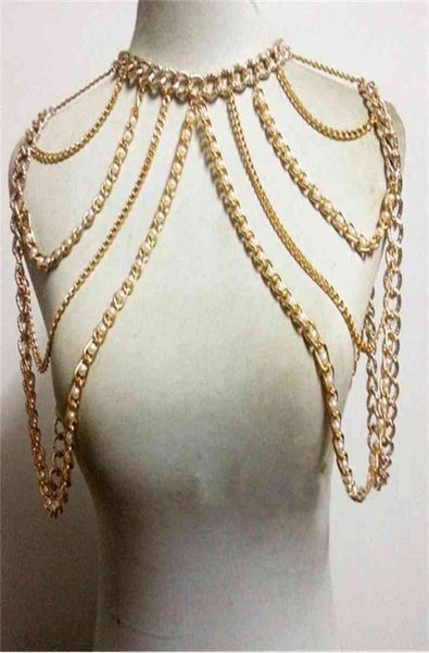 chran fashion women gold color body necklace chain charm multi layer faux pearl shoulder slave belly belt harness jewelry1518136, Silver
chran fashion women gold color body necklace chain charm multi layer faux pearl shoulder slave belly belt harness jewelry1518136, Silver