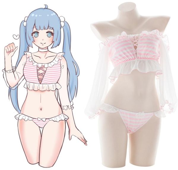 women 2pcs cute chiffon striped puff sleeve lingerie set camisole pants set women pajamas pink blue y2007086987683, Black;red
women 2pcs cute chiffon striped puff sleeve lingerie set camisole pants set women pajamas pink blue y2007086987683, Black;red