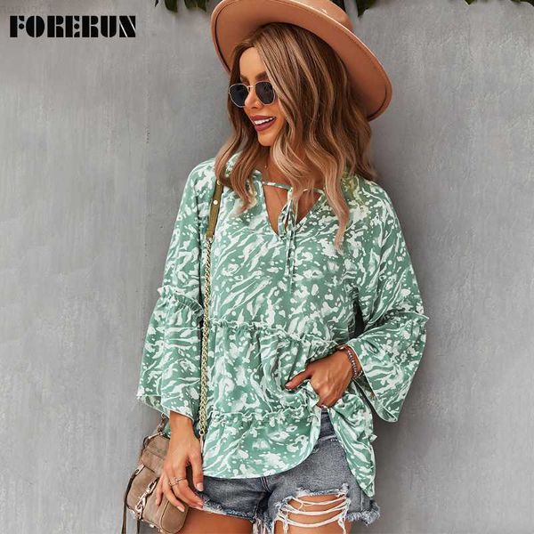 women's blouses shirts forerun women's blouse 2022 v-neck chiffon ruffle flare sleeve printed casual autumn spring blusas mujer de, White
women's blouses shirts forerun women's blouse 2022 v-neck chiffon ruffle flare sleeve printed casual autumn spring blusas mujer de, White