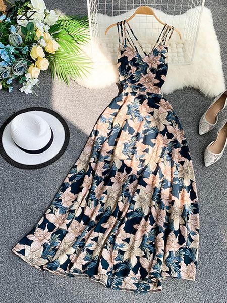 basic casual dresses ftlzz women's flower print dress summer v-neck backless long dress women's elegant bohemian party dress vesti, Black;gray
basic casual dresses ftlzz women's flower print dress summer v-neck backless long dress women's elegant bohemian party dress vesti, Black;gray