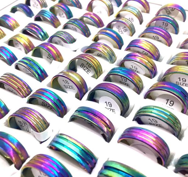 whole 100pcslot colorful women039s band ring multicolored stripe stainless steel rings fashion jewelry party favor gifts m3045184, Silver
whole 100pcslot colorful women039s band ring multicolored stripe stainless steel rings fashion jewelry party favor gifts m3045184, Silver