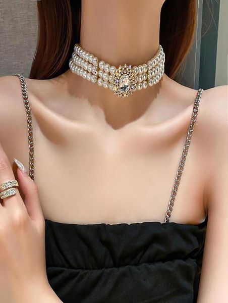 chokers trendy short neckwear multirow goth pearl necklace for women crystal inlaid rhinestones chocker fashion jewelry girl gift8365010, Golden;silver
chokers trendy short neckwear multirow goth pearl necklace for women crystal inlaid rhinestones chocker fashion jewelry girl gift8365010, Golden;silver
