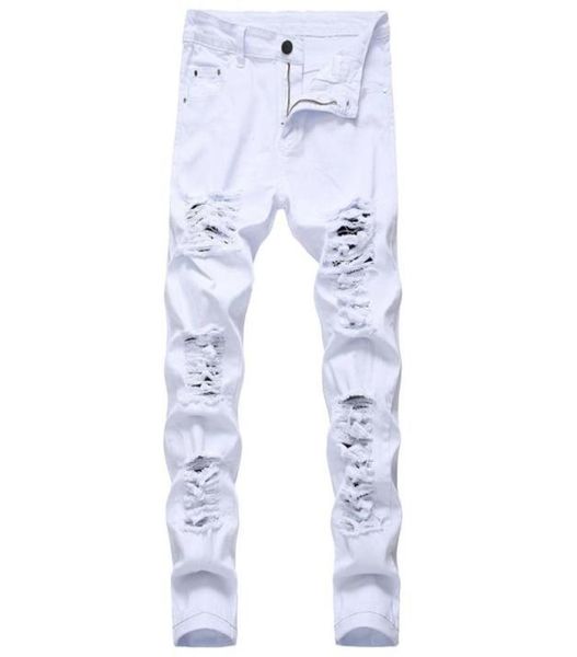men039s jeans denim trousers fashion designer brand white straight hole ripped pants made old7337558, Blue
men039s jeans denim trousers fashion designer brand white straight hole ripped pants made old7337558, Blue
