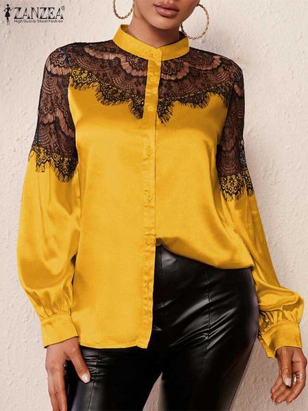 women's blouses shirts zanzea fashion lace insert shirt women elegant stand collar puff sleeve satin silk chemise hollow out blouse ove, White
women's blouses shirts zanzea fashion lace insert shirt women elegant stand collar puff sleeve satin silk chemise hollow out blouse ove, White