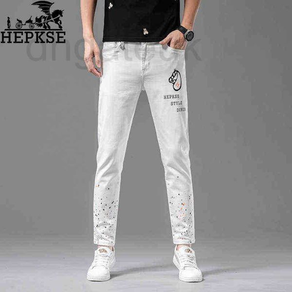 men's jeans designer high-end youth quality white printed fashion slim straight cropped pants spring autumn style g5xu, Blue
men's jeans designer high-end youth quality white printed fashion slim straight cropped pants spring autumn style g5xu, Blue
