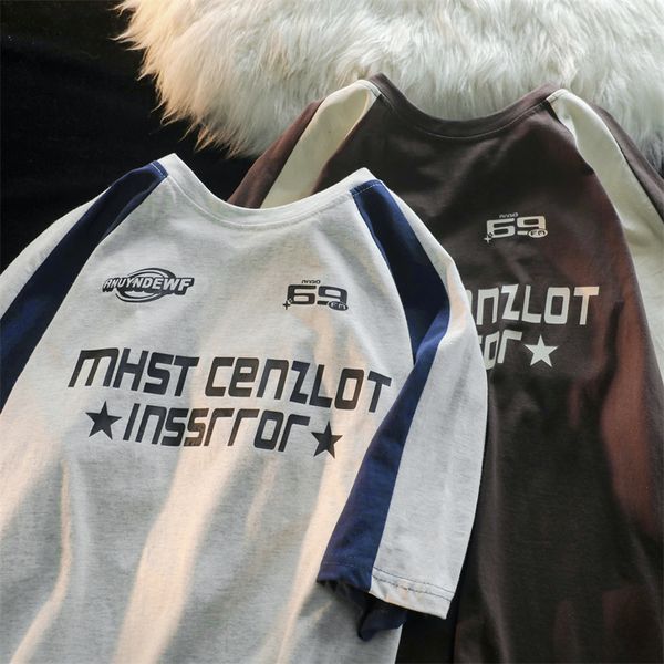 women's tshirt cotton color matching printed short sleeved tshirt men american retro brand motorcycle clothing japanese couple loose 23, White
women's tshirt cotton color matching printed short sleeved tshirt men american retro brand motorcycle clothing japanese couple loose 23, White