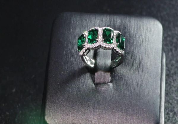 5x6mm elongate synthetic emerald 14k white gold engagement ring with melee moissanite stones paved around9567866, Silver
5x6mm elongate synthetic emerald 14k white gold engagement ring with melee moissanite stones paved around9567866, Silver