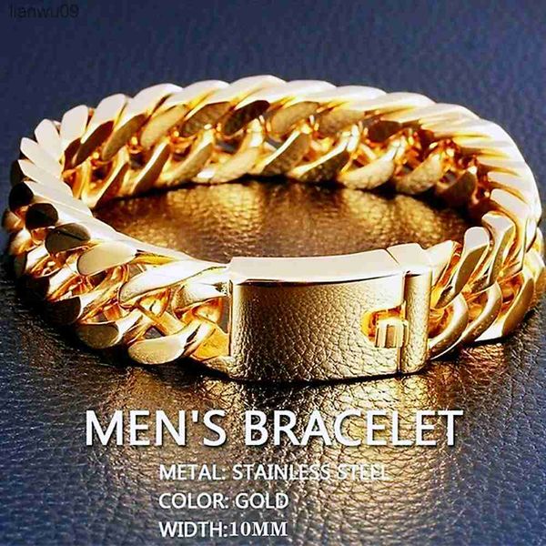 new fashion cuban chain men's classic stainless steel 10mm personality domineering wide chain bracelet men and women jewelry l230704, Black
new fashion cuban chain men's classic stainless steel 10mm personality domineering wide chain bracelet men and women jewelry l230704, Black