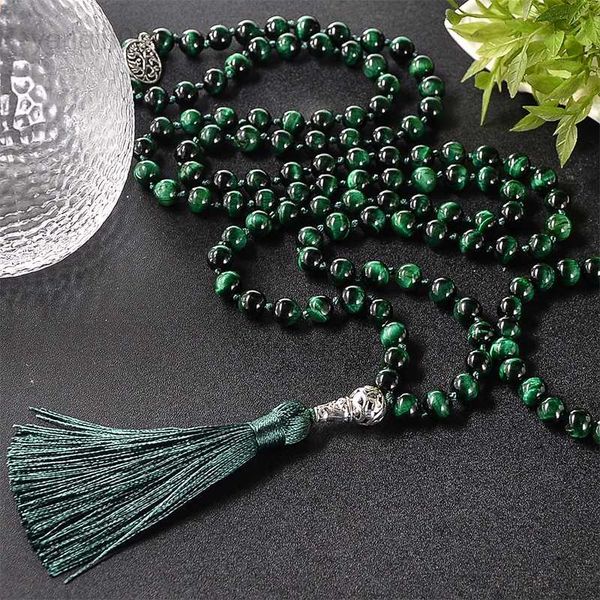 pendant necklaces 8mm natural green tiger eye knotted beaded 108 japamala necklace meditation yoga blessing jewelry with tree of life pendan, Silver
pendant necklaces 8mm natural green tiger eye knotted beaded 108 japamala necklace meditation yoga blessing jewelry with tree of life pendan, Silver