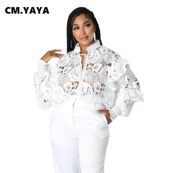 women's blouses shirts cm.yaya women elegant lace see though ruffles lantern long sleeve floral shirt and blouse l230712, White
women's blouses shirts cm.yaya women elegant lace see though ruffles lantern long sleeve floral shirt and blouse l230712, White