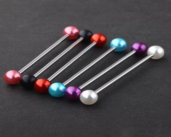 pearl acrylic ball stainless steel industrial bar long straight barbell ear stud body jewelry piercing 100pcs 14g5306378, Silver
pearl acrylic ball stainless steel industrial bar long straight barbell ear stud body jewelry piercing 100pcs 14g5306378, Silver