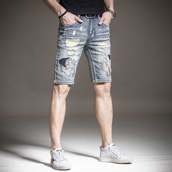 torn patch jeans for men's summer trend high street splashed ink paint slimming small feet scraped long pants, White;black
torn patch jeans for men's summer trend high street splashed ink paint slimming small feet scraped long pants, White;black