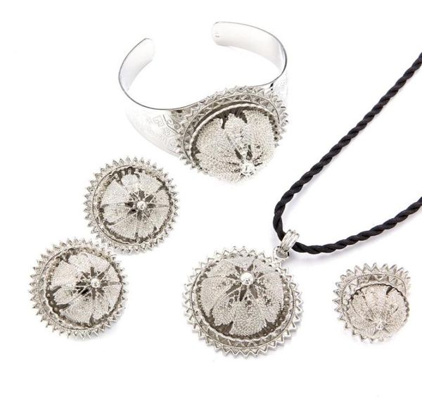 new silver color bride wedding big pendant necklace bangle earring ring africa eritrea habesha ethiopia set5715418, Black
new silver color bride wedding big pendant necklace bangle earring ring africa eritrea habesha ethiopia set5715418, Black
