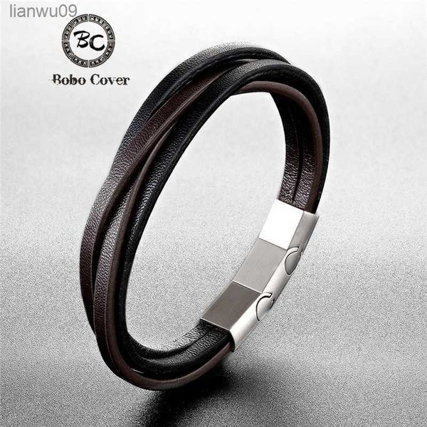 bobo cover new fashion quality leather rope bracelet men stainless steel buckle women braid multilayer wrap charm bracelet homme l230704, Black
bobo cover new fashion quality leather rope bracelet men stainless steel buckle women braid multilayer wrap charm bracelet homme l230704, Black