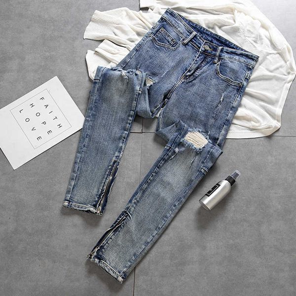 fashion jean slim-fit pants zipper design, european and american high street, blue hole, slim fitting denim trousers, male
fashion jean slim-fit pants zipper design, european and american high street, blue hole, slim fitting denim trousers, male