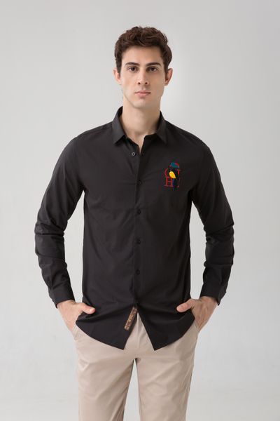 men's long sleeve shirt solid color lapels casual business style menswear, White;black
men's long sleeve shirt solid color lapels casual business style menswear, White;black
