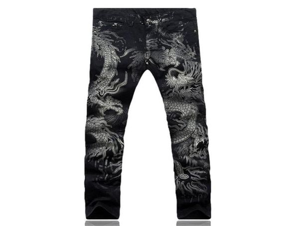 men039s jeans men pants slim fit fashion dragon print male colored drawing painted denim elastic black cargo8308500, Blue
men039s jeans men pants slim fit fashion dragon print male colored drawing painted denim elastic black cargo8308500, Blue