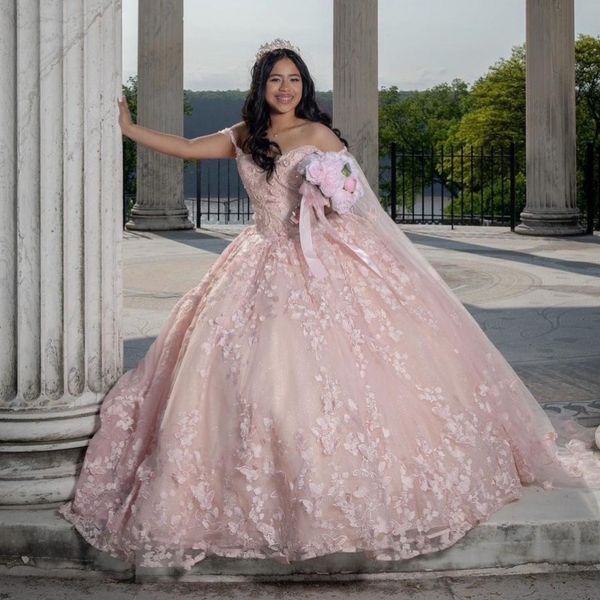 pink quinceanera dresses off the shoulder applique lace bow princess with cape sweet 16 dress corset prom gown vestido de 15 anos, Blue;red
pink quinceanera dresses off the shoulder applique lace bow princess with cape sweet 16 dress corset prom gown vestido de 15 anos, Blue;red