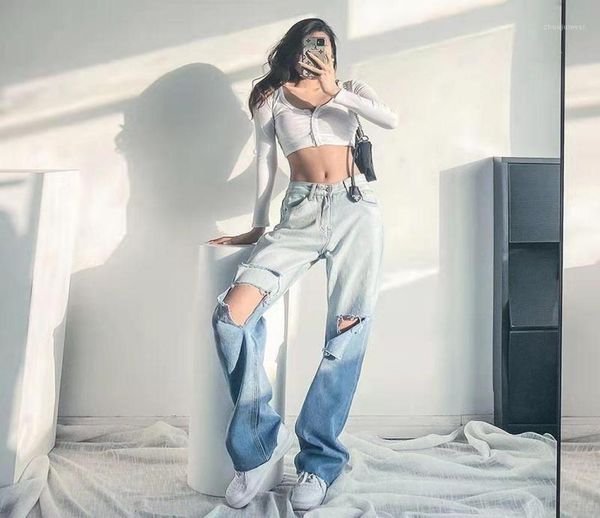 women039s jeans 2021 autumn highwaisted straight color gradient ripped long trousers loose retro baggy2774530, Blue
women039s jeans 2021 autumn highwaisted straight color gradient ripped long trousers loose retro baggy2774530, Blue