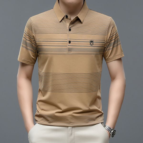 men's polos browon brand polo shirt men fashion smart casual short sleeve office work clothes striped print summer men polo 230713, White;black
men's polos browon brand polo shirt men fashion smart casual short sleeve office work clothes striped print summer men polo 230713, White;black
