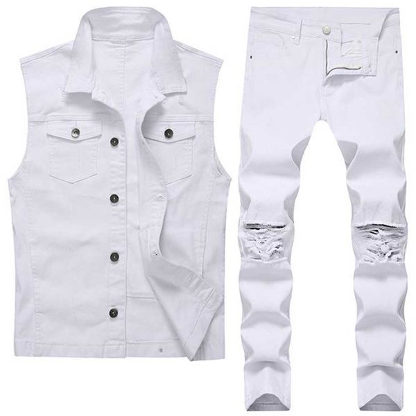 men's white two-piece suit fashion tracksuits slim frayed lapel denim vest + skinny ripped pants spring sumer autumn mens jeans set 0mz, Gray
men's white two-piece suit fashion tracksuits slim frayed lapel denim vest + skinny ripped pants spring sumer autumn mens jeans set 0mz, Gray