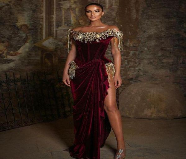 aso ebi 2021 arabic burgundy stylish velvet evening dresses beaded prom dresses high split formal party second reception gown7686754, Black;red
aso ebi 2021 arabic burgundy stylish velvet evening dresses beaded prom dresses high split formal party second reception gown7686754, Black;red