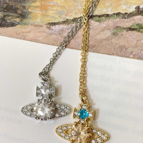 western empress dowager french classic saturn full diamond necklace women's fashion luxury design sense personality charm chain, Silver
western empress dowager french classic saturn full diamond necklace women's fashion luxury design sense personality charm chain, Silver